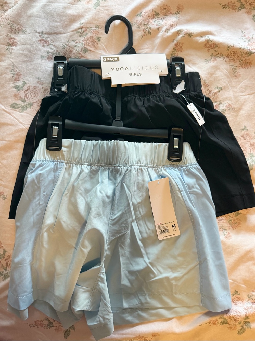Yogalicious Girls 2-Pack Active Shorts - Black & Light Blue